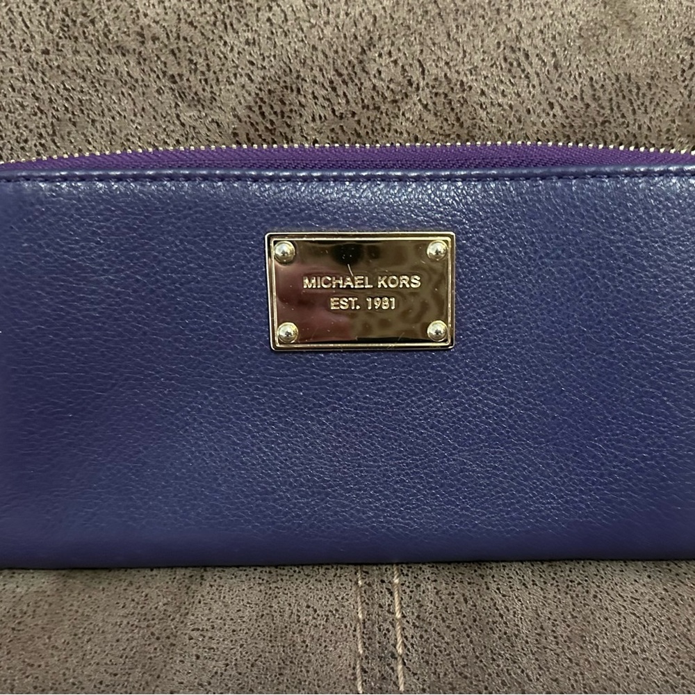 Michael Kors Purple Wallet with Gold Logo